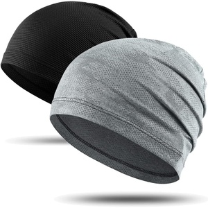 image:imageWTACTFUL Cooling Breathable Skull Cap Men Women Sweat Wicking 124 PackBlack  Linen Gray